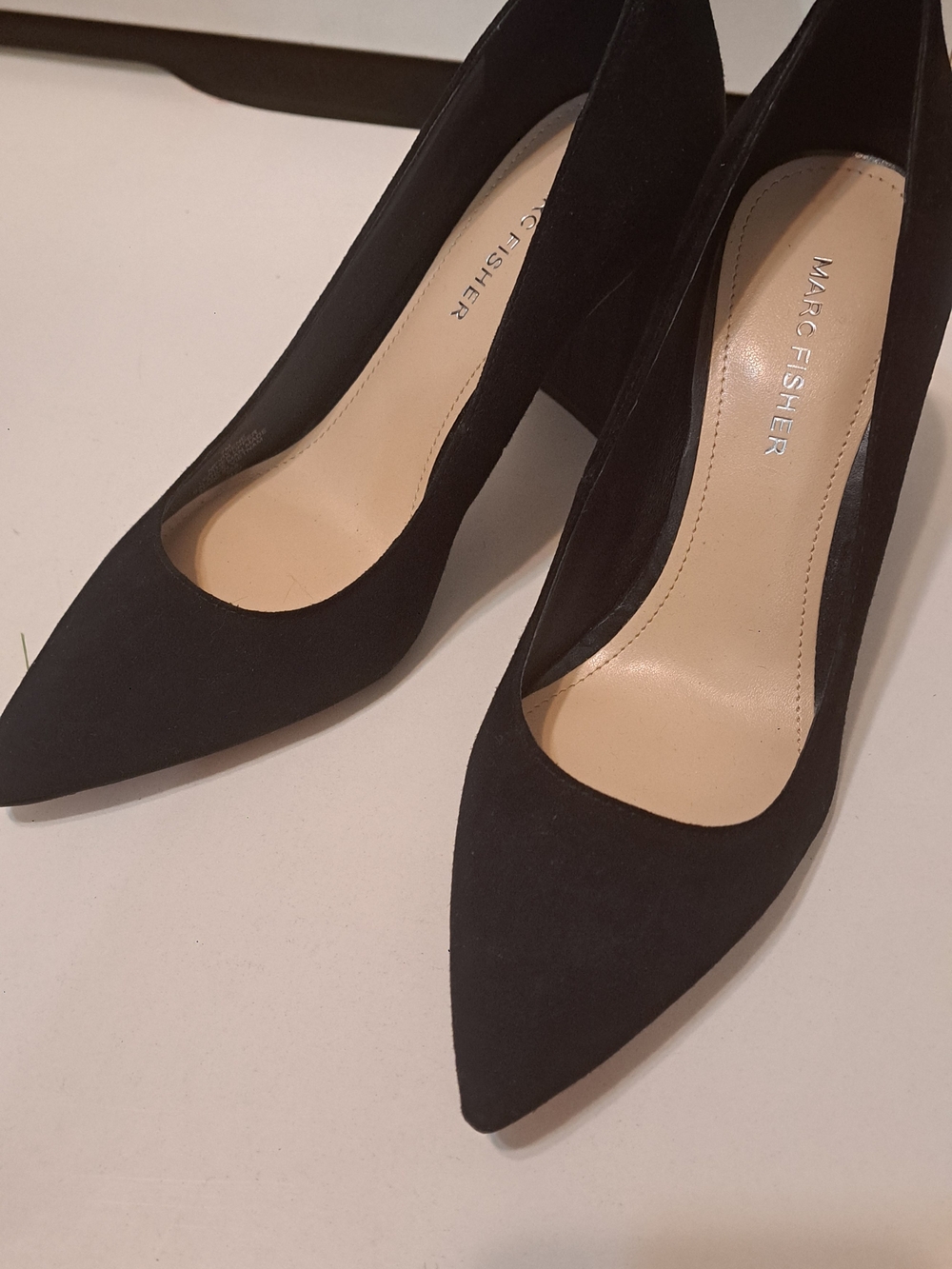 Marc Fisher Black Pointed-Toe Suede Pumps
